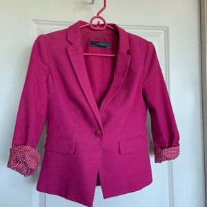 Cropped, Fitted 3/4 Sleeve Pink Blazer